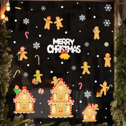 Wallpapers 30 90cm Gingerbread Man Sneeuwvlok Kerst Muurstickers Elektrostatische Glazen Raam Woondecoratie