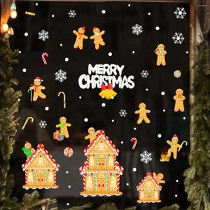 Fonds d'écran 30 90cm Gingerbread Man Snowflake Christmas Wall Stickers Electrostatic Glass Window Home Decoration
