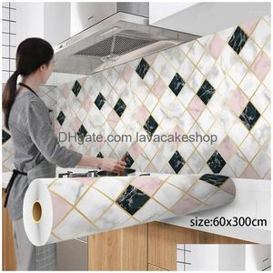 Wallpapers 300Cm Aluminum Coating Waterproof Modern Living Room Kitchen Self Adhesive Contact Wall Stickers Home Decor Drop Delivery Dhcyb
