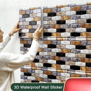 Fonds d'écran 30cm 3D auto-adhésif imperméable en forme de brique autocollant mural salle de bains décoration de la maison