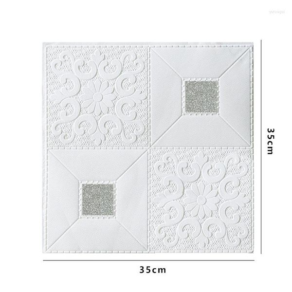 Fonds d'écran 35cmx35cmx12pcs 3d Stickers Muraux Rouleau Continu Papier Peint Auto-adhésif Étanche Mousse Fond Décor À La Maison Toit Plafond