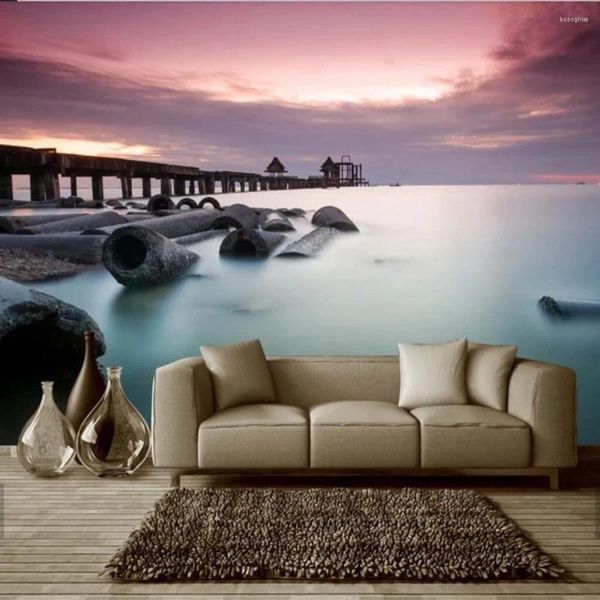 Fonds d'écran 3D 5D 8D pont pierre mer papier peint mural naturel pour chambre salon TV fond décor à la maison papier peint rouleau taille personnalisée