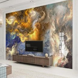 Wallpapers 3D Abstract Po Wallpaper HD Gedrukt Kleurrijke Bewolkte Muurschildering Rode Wolken Van Zomer Behang Voor Woonkamer TV Achtergrond Decor