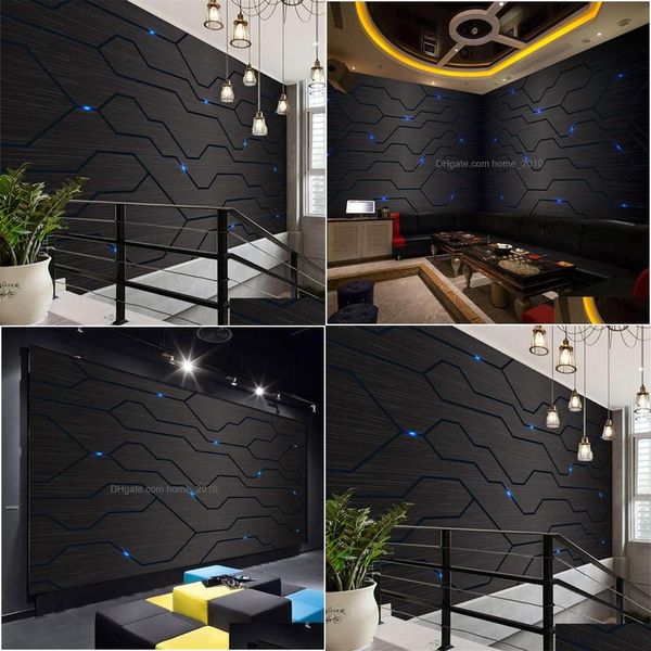 Fonds d'écran 3D Black Metal Circuit Board Industrial Wall Paper Technology Company Décor Mural E-Sports Hall Internet Bar Ktv Wallpape Dhzh8