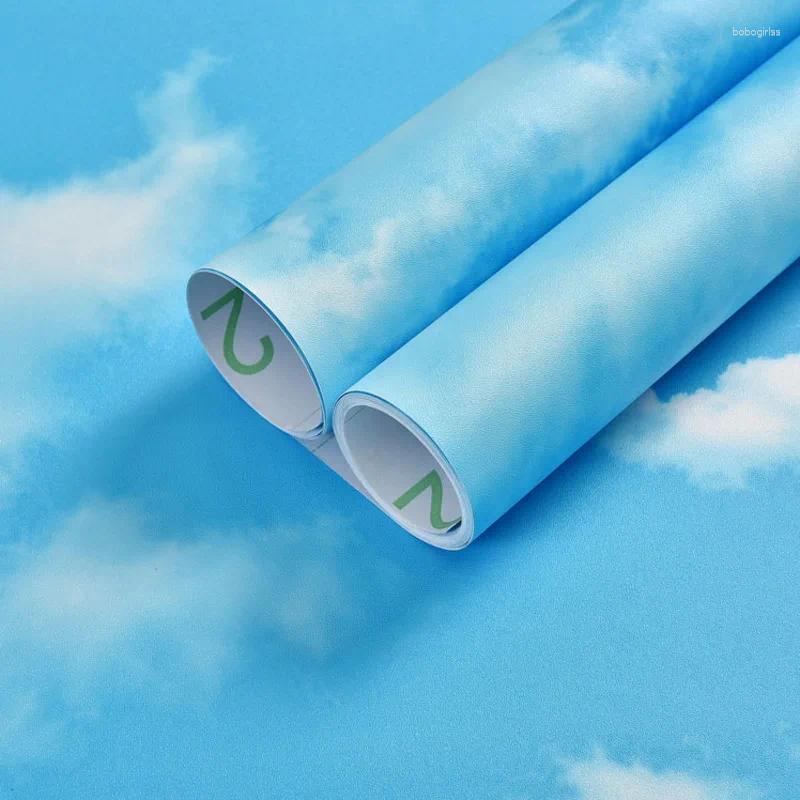 Wallpapers 3D Blue Sky White Cloud Wallpaper Self Adhered Wall For Living Room Bedroom Decoration Painting Detachable