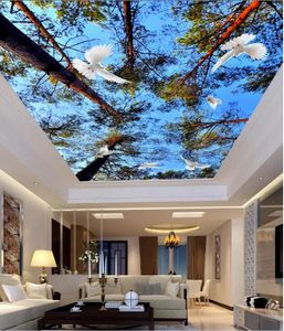 Fonds d'écran 3d plafond peintures papier peint les arbres bleus peinture de décoration de papier peint pour les murs du salon 3 D