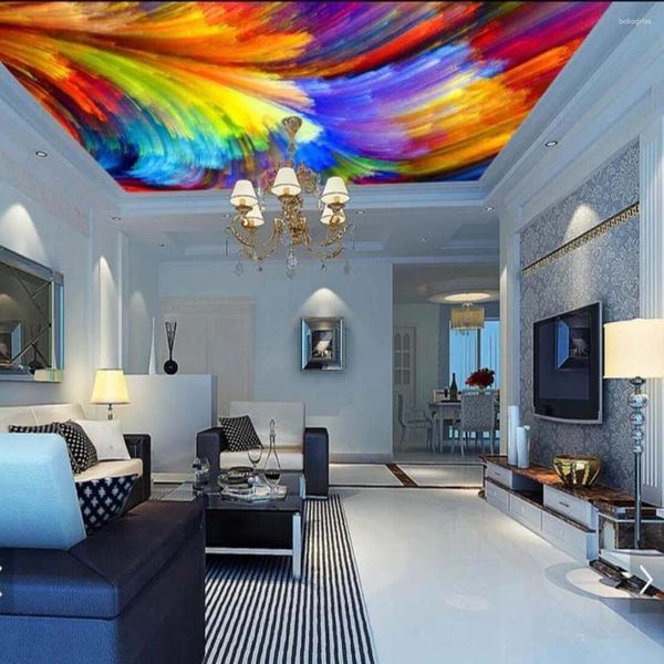Fonds d'écran 3D Palette de couleurs Vues abstraites plafond papier peint mural impression Po peintures murales décor pour salon intérieur personnalisé