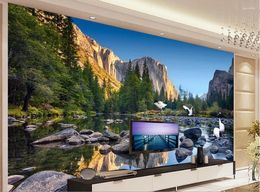 Fondos de pantalla 3D Fondos de pantalla personalizado Decoración del hogar Contallador de televisión de montañas y belleza natural Mural Po
