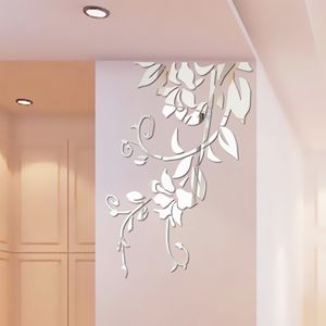 Fonds d'écran 3D Diy Acrylique Miroir Autocollants pour Chambre Décoration Fleur Stickers Muraux Autocollant Salon Chambre Mur Décor Maison Autocollant 230505