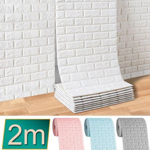 Wallpapers 3D DIY Self-Adhesive Brick Wall Stickers Waterproof Wallpaper For Kids Living Room Bedroom Kitchen Home Decor