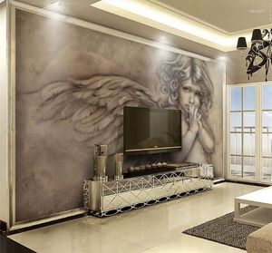 Wallpapers 3D reliëgel angel European wallpaper muurschildering voor woonkamer tv -achtergrond muur decor aangepaste maat gedrukte po paper muurschilderingen