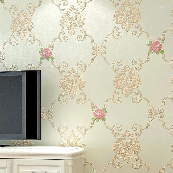 Fonds d'écran 3D en relief européen fleur papier peint toile de fond peintures murales chic salon chambre décor floral décoration de la maison GM021