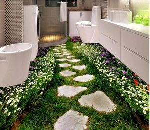 Wallpapers 3D-verdieping voor muurschildering bloemweg zelfklevende PVC waterval badkamer behang