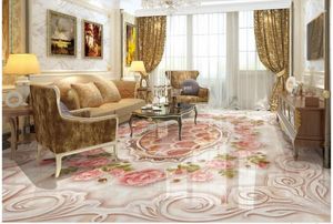 Fonds d'écran 3d marbres de plancher Rose PO PO PO auto-adhésif PVC Décoration de la maison imperméable