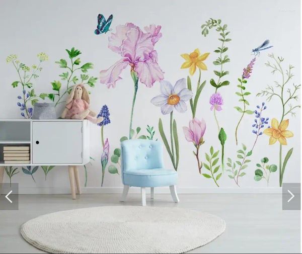 Fonds d'écran 3D Flower Butterfly POPond de papier peint Roll pour le salon TV Backsplash Art Decor MinDe Contact Paper