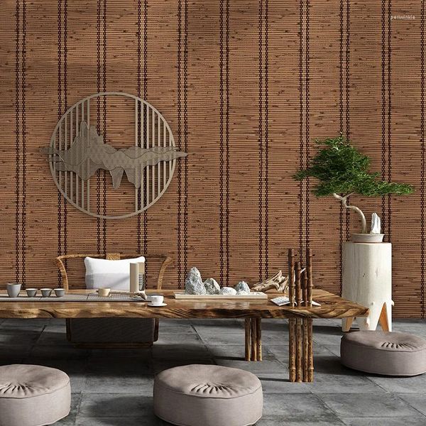 Fonds d'écran 3D Fond d'écran de paille japonais Bamboo Bamboo Engineering El Restaurant Sticker Wall Sticker Pvc