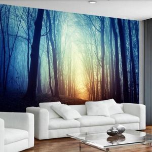 Fonds d'écran 3D brumeux forêt papier peint Mural pour salon chambre canapé TV fond revêtement Mural Po brouillard Nature peintures murales