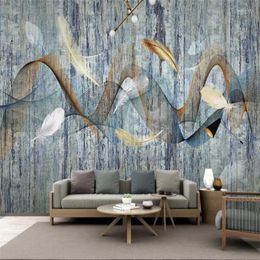 Wallpapers 3D Muurschildering Veren Lijnen Abstract Muurstickers Kamer Decor Woonkamer Slaapkamer TV Achtergrond Behang