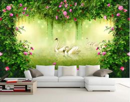 Wallpapers 3d muurschildering behang aangepaste po grote stereo romantische rozenbloem fantasy bos tv -bank achtergrond