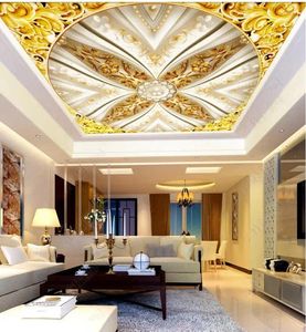 Fonds d'écran 3D Papier peint mural Golden Hall Classique Luxe En relief Zenith Peinture Personnalisée N'importe quelle taille