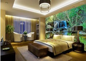 Fonds d'écran 3D Murales Papin d'écran pour le salon Waterfall Landscape Custom Po Mural Home Decoration