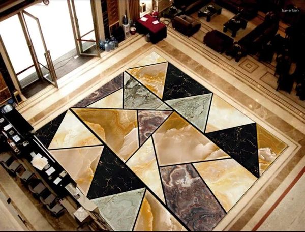 Fonds d'écran 3D Fond d'écran de peintures murales pour le salon en marbre Géométrie Pain d'étage