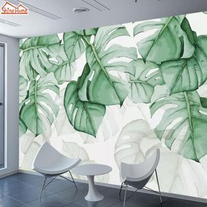 Wallpapers 3D PO Wall Papers Home Decor Wallpaper voor Woonkamer Muren Muurschilderingen Rolls Contact Peel en Stick Rainforest Leaf