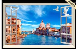 Wallpapers 3d po wallpaper muurschilderingen aangepaste mediterrane muurschildering raam Dream HD landschap tv -muur