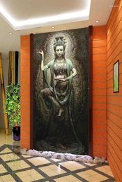 Fonds d'écran 3D Chambre Papier peint personnalisé mural non-tissé Image Dunhuang Bouddha Danse Porche Peinture Po Peintures murales