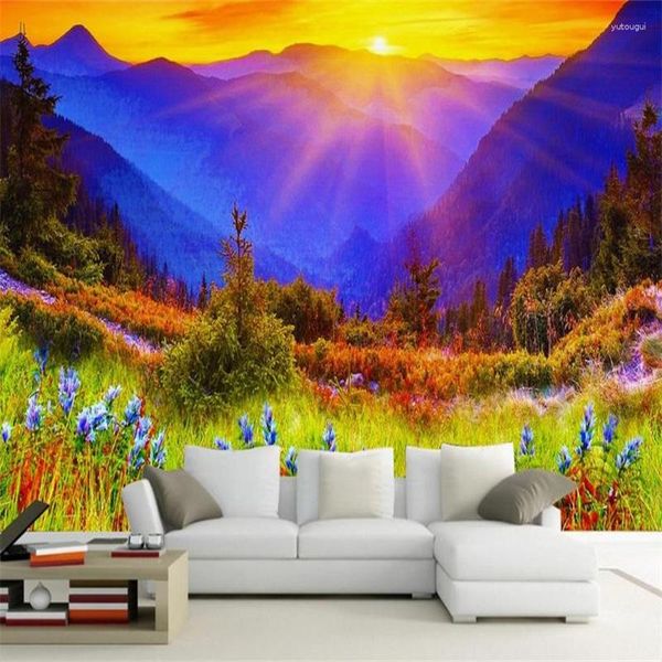 Fonds d'écran 3D Chambre Papier peint Paysage Personnalisé Moderne Po Park Paysage de montagne sauvage Décor non tissé