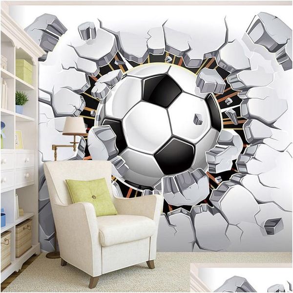Fondos de pantalla 3D Fútbol Fondo de pantalla Deporte Fondo Mural Sala de estar Sofá Dormitorio Fútbol TV Telón de fondo Personalizado Cualquier tamaño Pared Dr Homefavor Dheiu