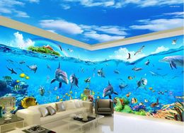 Wallpapers 3d stereoscopisch behang oceaan wereldruimte thema muur decoratie muurschildering papel