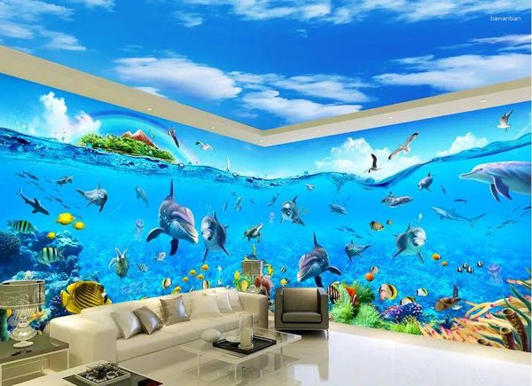 Fonds d'écran 3D Fond d'écran stéréoscopique Ocean World Space Theme Wall Decoration Mural Papel