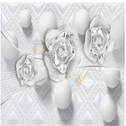 Fonds d'écran 3D Fond d'écran stéréoscopique Simple Diamond Bijoux Fleur Fleur de mode de mode tridimensionnelle