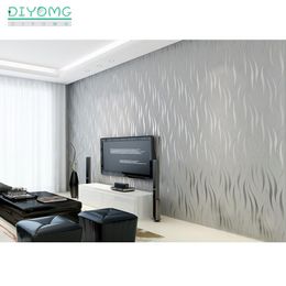 Wallpapers 3d gestreepte behangbroodjes voor woonkamer tv-achtergrond floceren niet-geweven reliëf contactpapier muurbedekking grijs