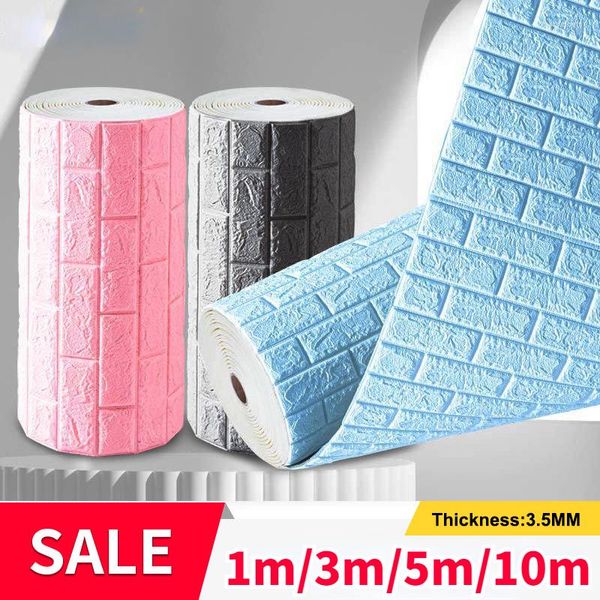 Fonds d'écran 3D Épaissie Brique Stickers Muraux Salon Décoratif Auto-Adhésif Papier Peint Chambre Décor Maison Panneau 10 m