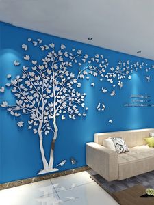 Fonds d'écran 3D arbre acrylique miroir autocollant mural stickers bricolage art TV fond affiche murale chambre salon stickers muraux décoration de la maison 230505