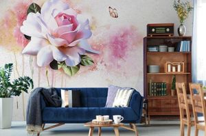 Wallpapers 3d muur muurschilderingen op maat behang mooie abstracte aquarel bloem driedimensionale bloemen voor woonkamer