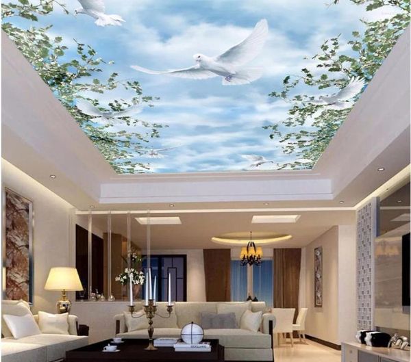 Fonds d'écran 3D muraux muraux papier peint pour murs 3 d plafond décoration intérieure quitte le ciel blanc nuages de la chambre po.