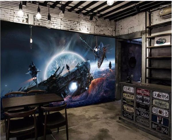 Fondos de pantalla Murales de pared 3D Papel tapiz para paredes 3 D La barra espacial Decoración Pintura Mural personalizado Po