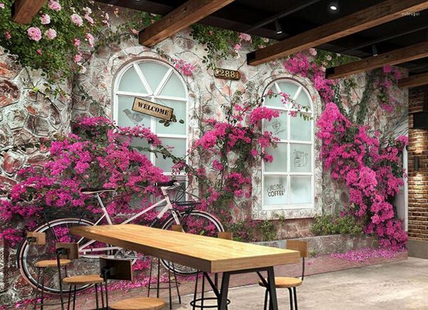 Fonds d'écran 3D peintures murales papier peint rose hd paysage pos salon chambre fond
