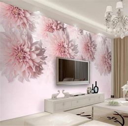 Fonds d'écran 3D papier peint beau chrysanthème romantique salon chambre fond décoration murale papier peint