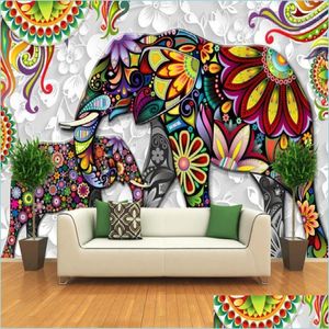 Wallpapers 3D Wall Papers Home Decor Thailand olifanten muurschildering voor woonkamer slaapkamer tv -achtergrond muren papel de parede 3 dh6yj