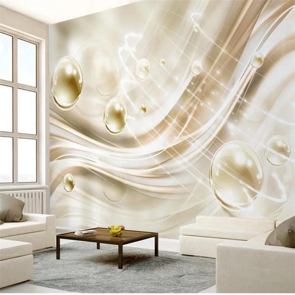 Fondos de pantalla 3D Papel tapiz Papel tapiz Seda dorada Brillo Oblea Bola Sala de estar Dormitorio Decoración para el hogar Pintura Mural Fondos de pantalla Etiqueta de la pared