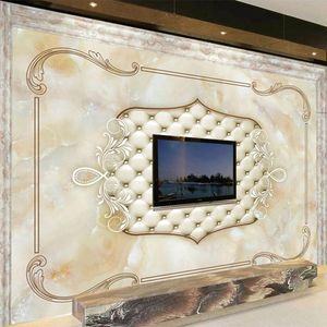 Fonds d'écran 3D Papier Peint Style Européen Marbre Doux Rouleau Po Peintures Murales Salon TV Canapé De Luxe Décor À La Maison Papiers Pour Les Murs 3 D