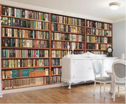 Wallpapers 3D-behang voor kamer Europese stijl Stereoscopische bibliotheekachtergrond Muur Modern