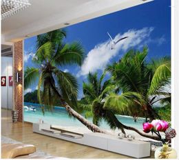 Wallpapers 3d papel de parede para quarto decoração de casa maldivas praia tv pano de fundo pintura decorativa pastoral