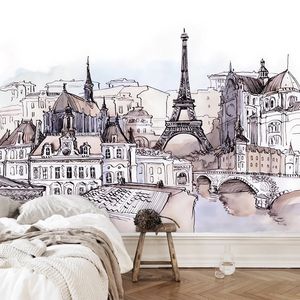 Fondos de pantalla 3D Wallpaper Torre abstracta moderna Acuarela Mural Pintado a mano Ciudad Paisaje Arte Papel de pared Sala de estar TV Sofá Dormitorio Decoración 220927