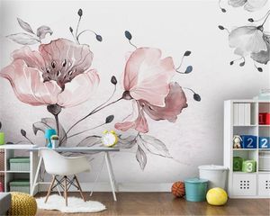 Wallpapers 3D wallpaper muurschildering Noordelijke minimalistische aquarel bloemen kleine verse slaapkamer achtergrond muur hd digitaal printen vocht pa