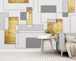 Fondos de pantalla 3D Papel tapiz Murales Oro Abstracto Geométrico Lienzo Impresión Imagen Papel de pared Rollo Contacto Personalizar PO